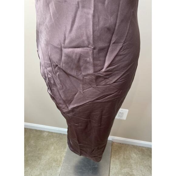 Anine Bing Eliana Silk Halterneck Maxi Dress in Iron Brown Size Small - Picture 5 of 9